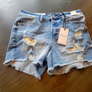 Judy Blue Women's Lemon Print Distressed Denim Shorts